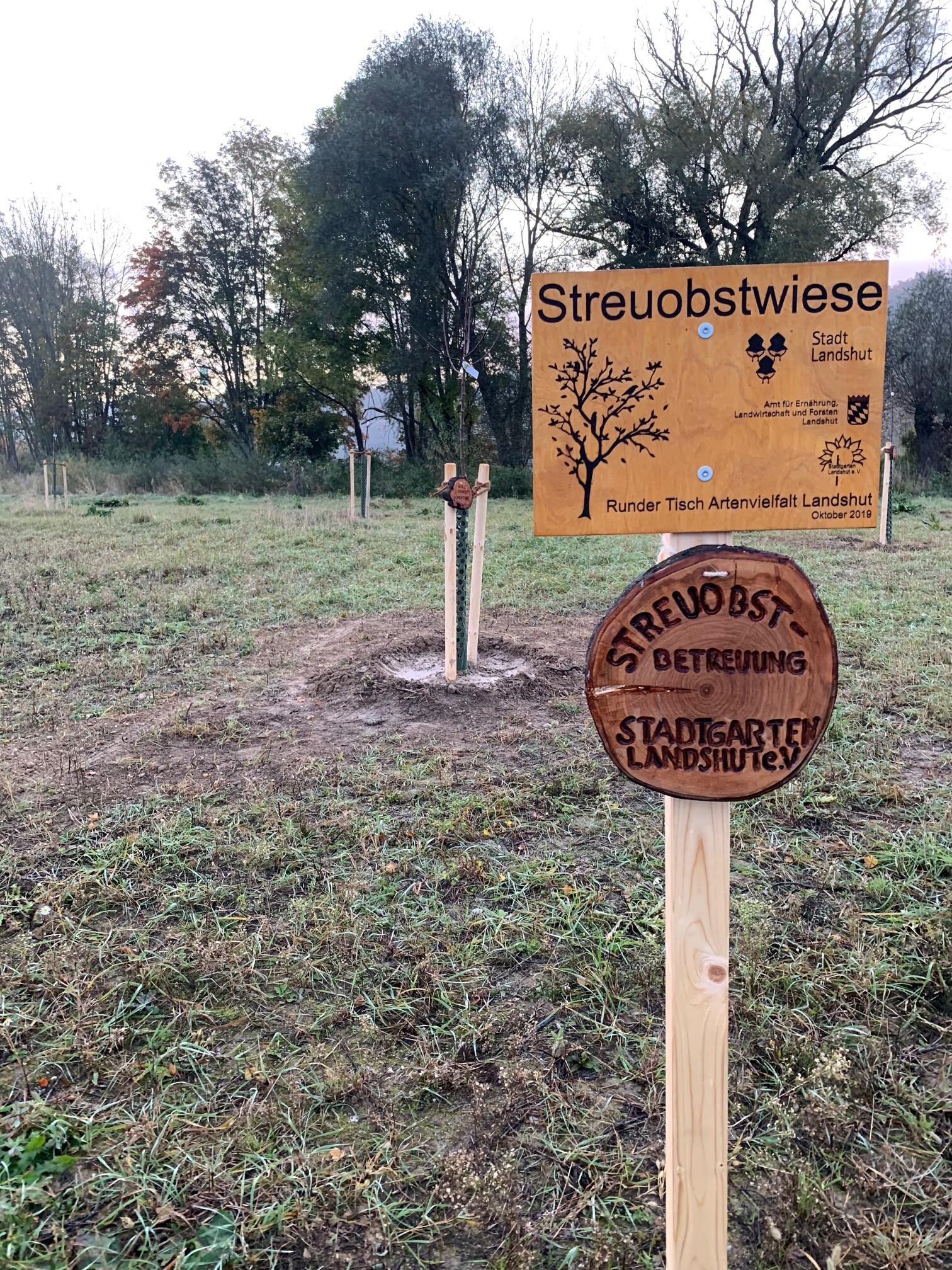 Actionfilm the round table biodiversity Landshut. Planation of a fruit tree garden with several cooperation partners